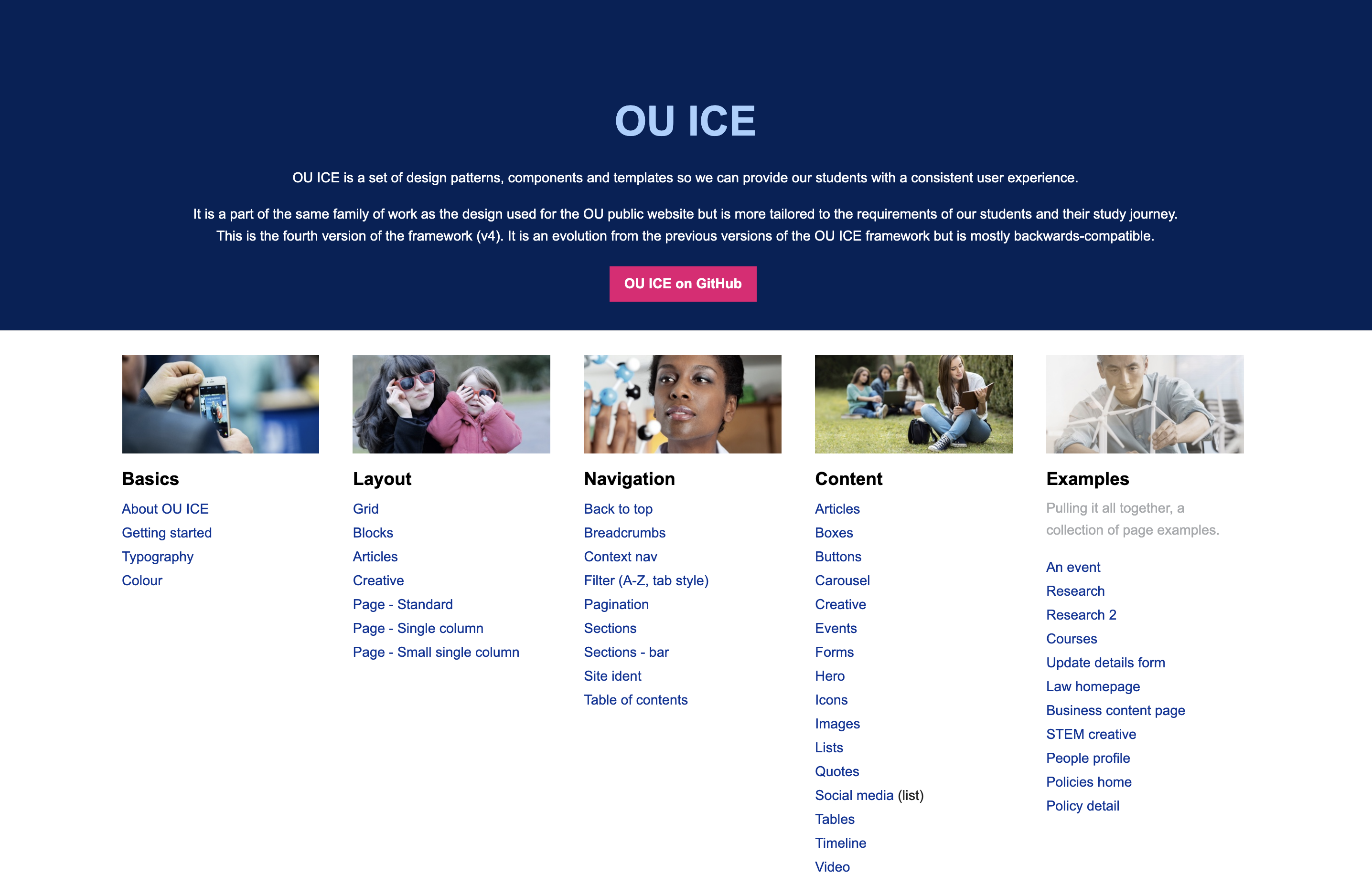 Screenshot of the OUICE digital framework